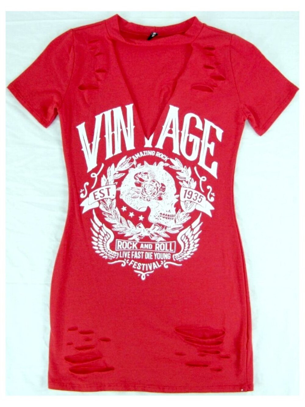 JNK Rock & Roll Concert Red Cut Out Mini Dress